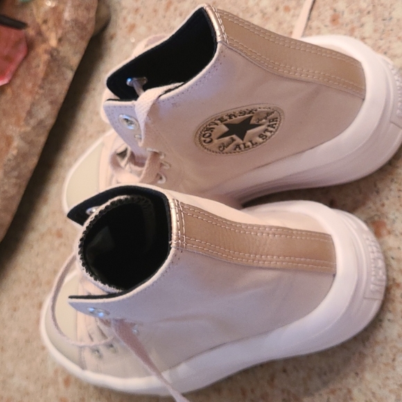 NEW Converse Allstar Chuck Taylor 6.5 Tan High Top Wedges - Picture 12 of 14